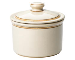 Cream ceramic jar with lid on a transparent background png
