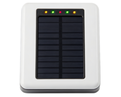 Solar powered device with indicator lights on a transparent background png