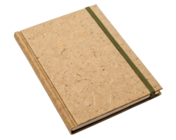 Recycled paper notebook with band on a transparent background png