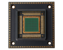Close-up of a square image sensor on a transparent background png