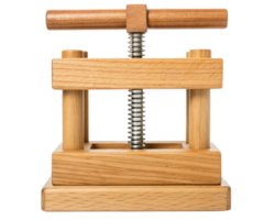 Wooden nutcracker with metal screw on a transparent background png