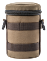 Tan canvas lens carrying case on a transparent background png