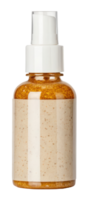 Amber spray bottle with blank label on a transparent background png
