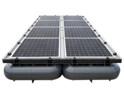 Floating solar panel platform on a transparent background png