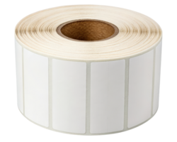 Roll of blank rectangular labels on a transparent background png