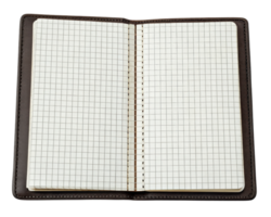 Brown leather-bound grid notebook on a transparent background png