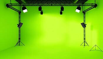 Green Screen Studio Setup with Professional Lighting for Creative Projects photo