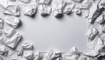 Crumpled Paper Surrounding a Blank Space for Creativity and Ideas photo