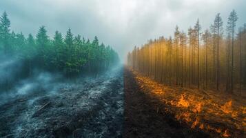 The difference between a forest and a burned area photo