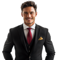 Handsome man in a dark blazer with a friendly expression, isolated on transparent background png