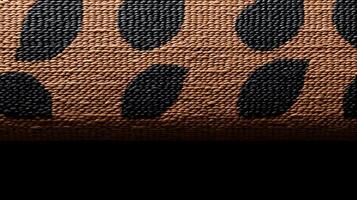 Close-up of textured fabric with bold black patterns on a warm brown background photo