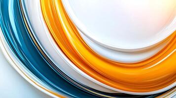 Abstract design featuring swirling blue, orange, and white shapes creating a dynamic visual effect photo