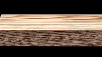 Close-up view of a smooth wooden plank showcasing natural grain patterns against a black background photo