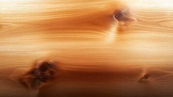 Close-up view of a polished wooden surface showcasing natural grain patterns and textures photo