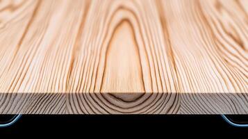 Close-up view of a smooth wooden surface showcasing intricate grain patterns and textures photo