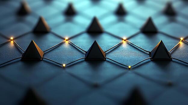 Close-up view of a textured surface featuring illuminated geometric shapes, creating a futuristic ambiance photo