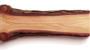 Close-up view of a polished wooden log showcasing natural grain patterns and textures photo