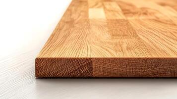 Close-up view of a polished wooden surface highlighting its texture and grain patterns photo