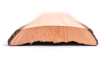 Close-up view of a smooth wooden log segment showcasing natural textures and details photo