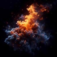 Fire and Smoke Swirling in Dark Atmosphere photo