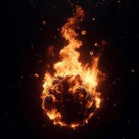 Burning fireball with Floating Sparks and Intense Glow photo