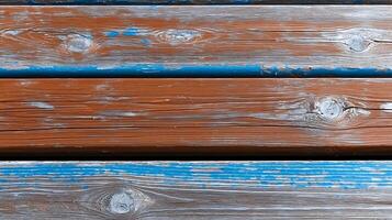 Weathered wooden planks with blue paint, showcasing texture and color variations, ideal for backgrounds photo