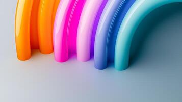 Colorful glossy arches arranged in a gradient on a soft background, creating a vibrant visual effect photo