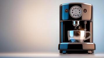 Sleek espresso machine brewing coffee in a modern kitchen with soft lighting ambiance photo