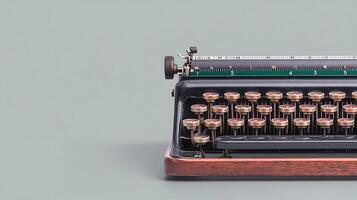 Vintage typewriter on a minimalist background, showcasing keys and mechanics with subtle elegance photo