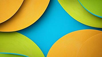 Colorful abstract design featuring circular shapes in vibrant yellow and green on a blue background photo
