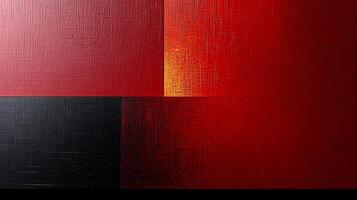 Abstract composition of textured red and black panels with a warm glow in the center photo