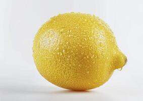A lemon is shown on a white background photo