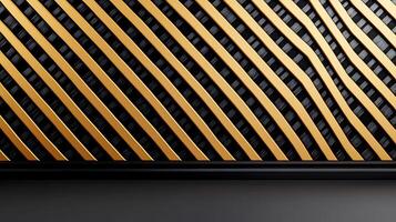 Abstract design featuring dynamic golden stripes on a textured black background photo
