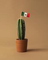 Mexican flag in a pot on brown background photo