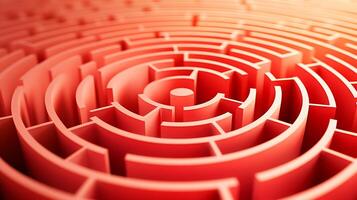 Intricate red maze design showcasing complex pathways and patterns in a vibrant setting photo