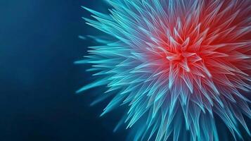 Abstract representation of vibrant blue and red spiky shapes on a dark background, evoking energy photo