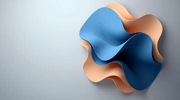 Abstract design featuring flowing blue and peach shapes against a soft gradient background photo