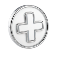 A real photo of 3D icon a silver cross isolated on a transparent background png