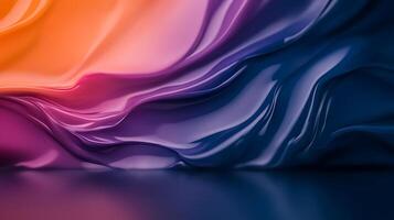 Vibrant abstract fabric waves in orange and purple hues, creating a dynamic visual flow photo