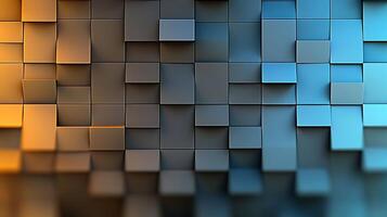 Abstract geometric background featuring a blend of orange and blue cubes creating depth photo