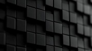 Abstract black textured wall with square tiles creating a modern and sleek aesthetic photo