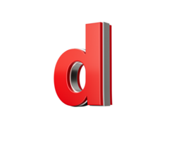 Vibrant Red Small Letter d Gleams With Its Sleek Metallic Design With Sharp Edges 3D Illustration png