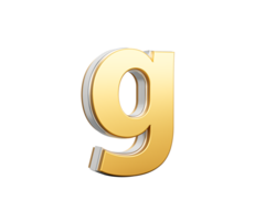Shiny Golden Small Letter g Gleams With Its Sleek Modern Design With Sharp Edges 3D Illustration png
