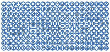 Big set of blue buttons with arrows. vector