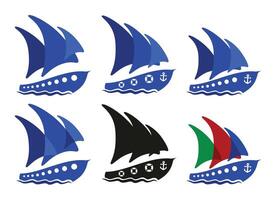 Logos of the ships in the sea. vector