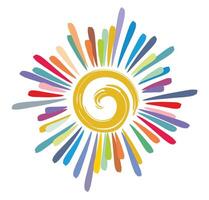 The color sun symbol with rays. vector