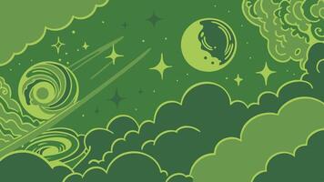 Celestial background. A colorful space background with a planet and a star. vector