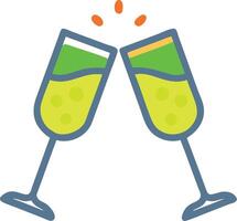 Two glasses of champagne are raised in a toast. Toasting with champagne glasses with drinks vector