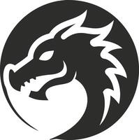 Head Dragon Logo. A dragon head with its mouth open and teeth bared. vector