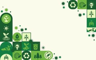 World environment and sustainable development concept with ecology icons template flat design, eco friendly and green technology. ESG for business and organization. Net zero and carbon neutral vector